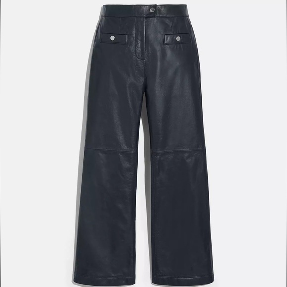 Coach Leather Pants Navy Blue - Picture 1 of 6